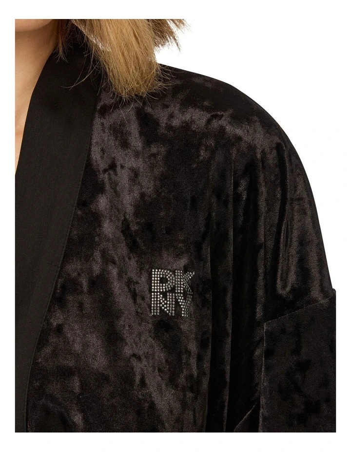 Crushed Velour & Satin Midi-Length Belted Lounge Robe image 4