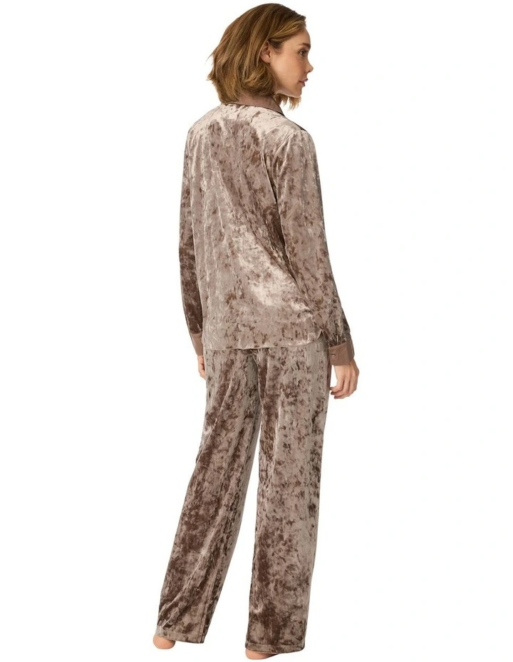 Crushed Velour Button-Up Long Sleeve Long Pyjama Set image 2