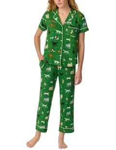 Button Up Short Sleeve Long Jersey Pyjama Set