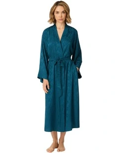 Logo Satin Midi-Length Belted Lounge Robe
