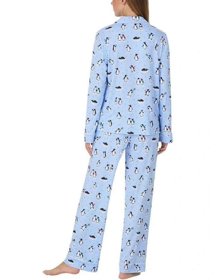 Printed Jersey Button Up Long Sleeve Long Pyjama Set image 2