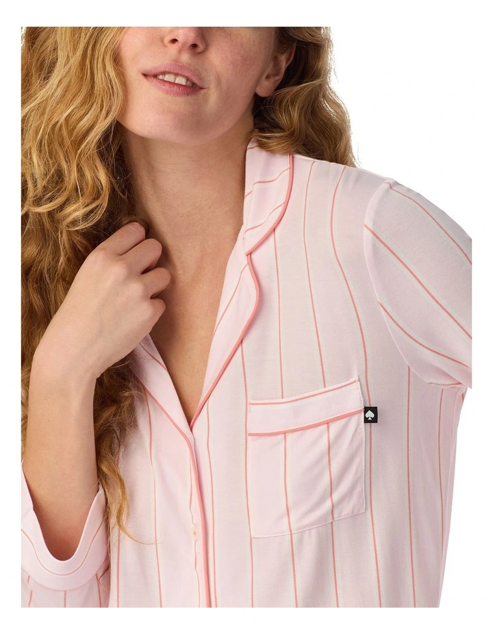 Printed Modal Jersey Button Up 3/4 Sleeve Long Pyjama Set image 4