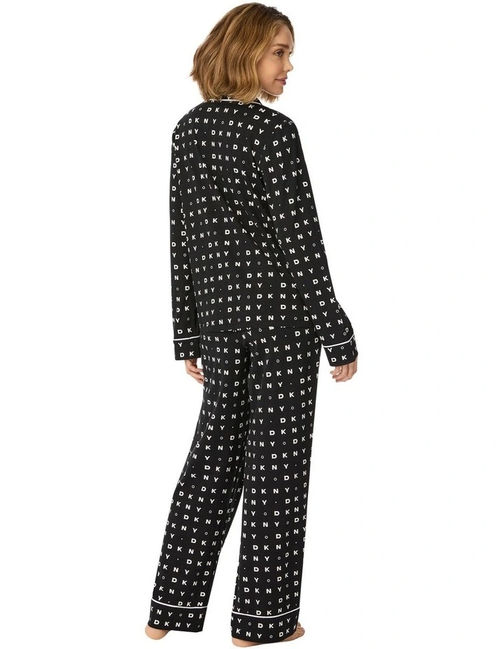 Cotton & Viscose Jersey Button-Up Long Sleeve Long Pyjama Set image 2