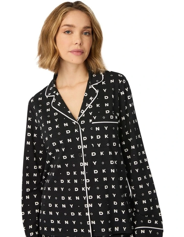 Cotton & Viscose Jersey Button-Up Long Sleeve Long Pyjama Set image 4