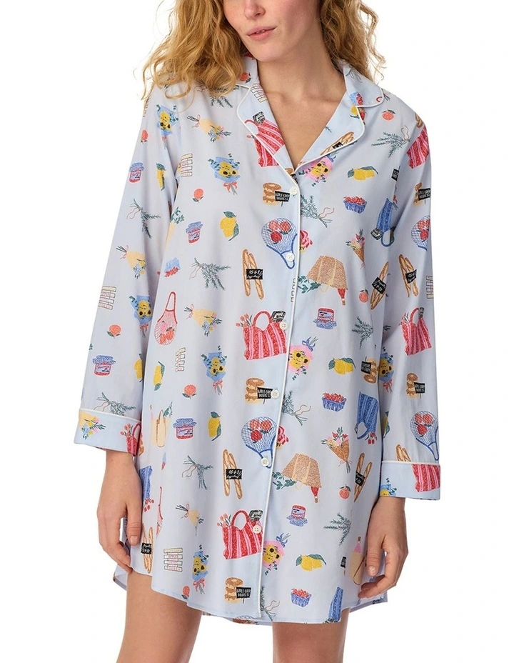 Cotton & Viscose Long Sleeve Button-Up Nightshirt image 1