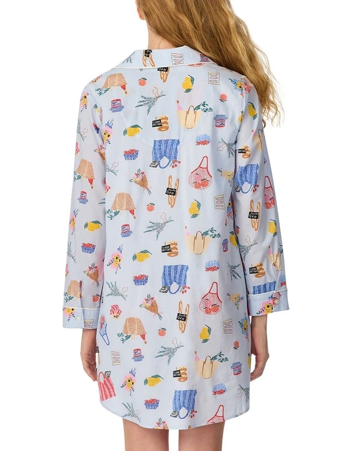 Cotton & Viscose Long Sleeve Button-Up Nightshirt image 2