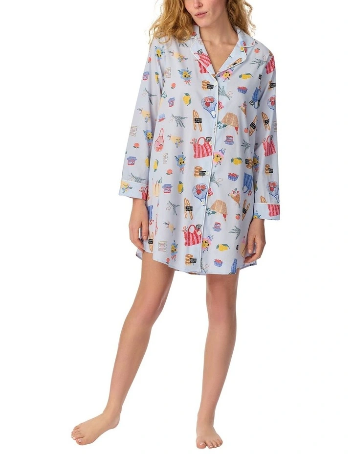 Cotton & Viscose Long Sleeve Button-Up Nightshirt image 4