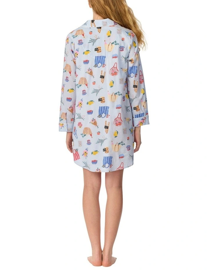 Cotton & Viscose Long Sleeve Button-Up Nightshirt image 5
