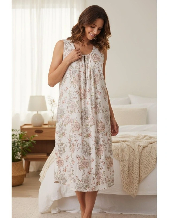 Dolce Sleeveless mid length nightie - Multi image 4
