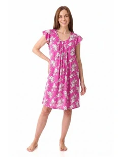 Siena Flutter sleeve short nightie - Hot Pink