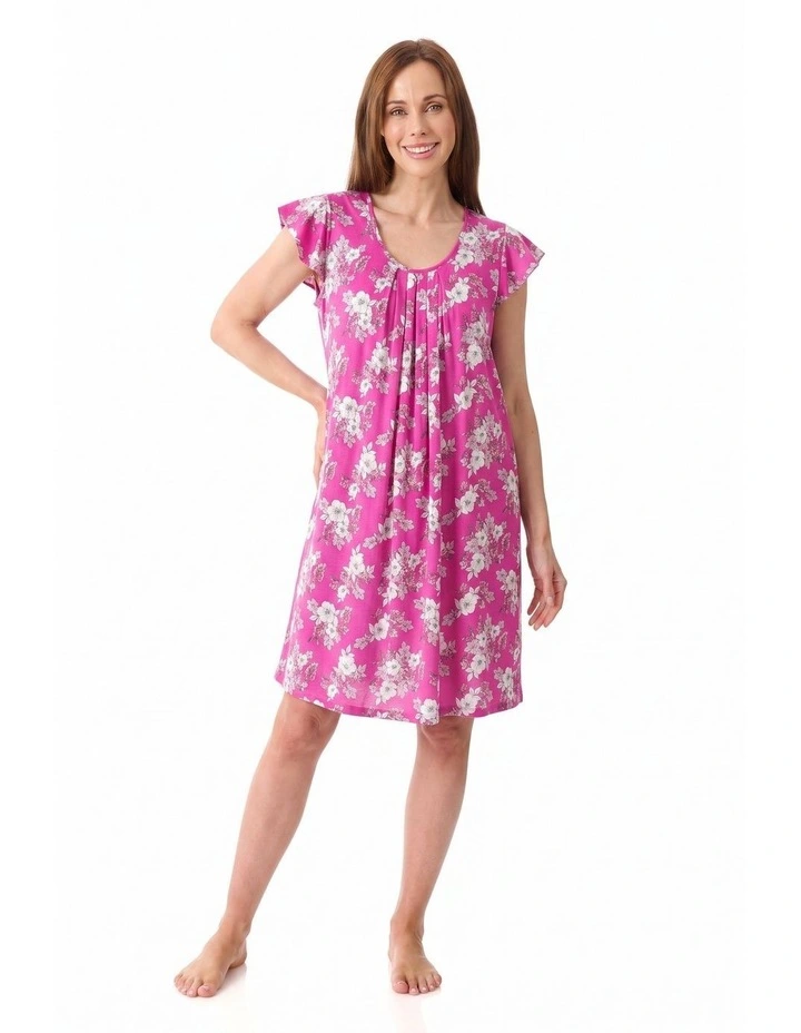 Siena Flutter sleeve short nightie - Hot Pink image 1