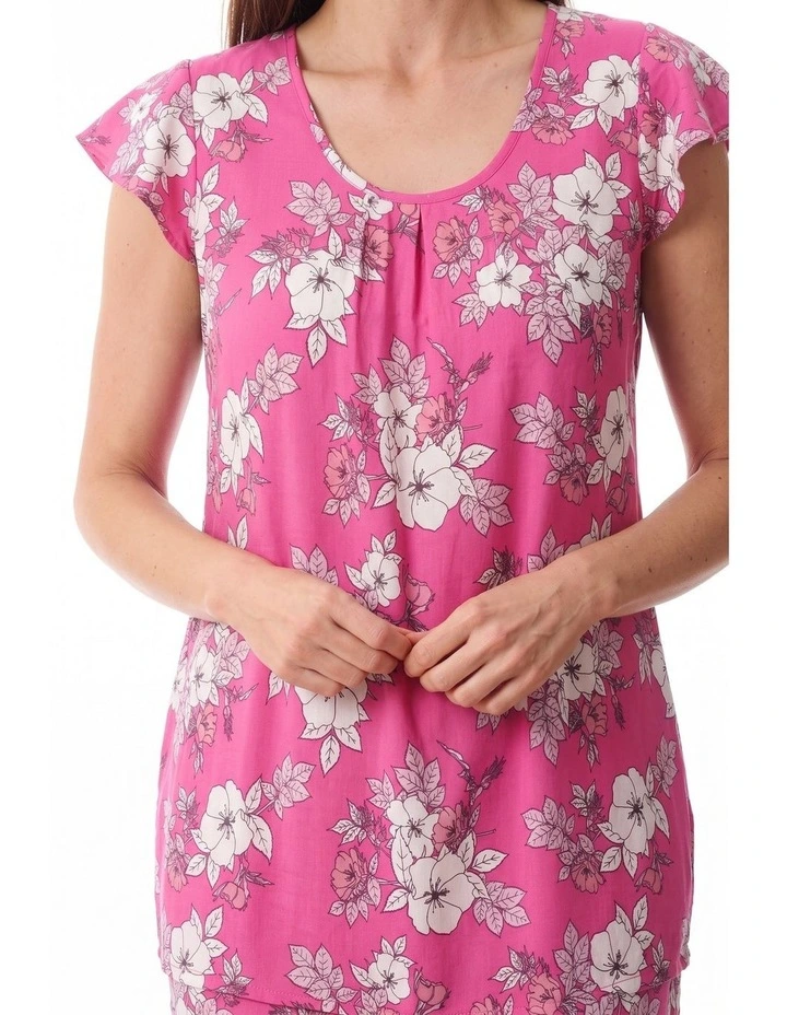 Siena Flutter sleeve short nightie - Hot Pink image 3