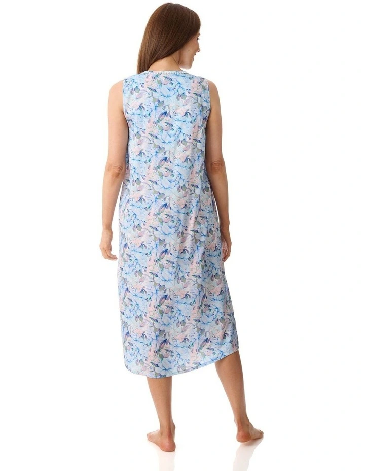 Bari Sleeveless mid length nightie - Blue image 2