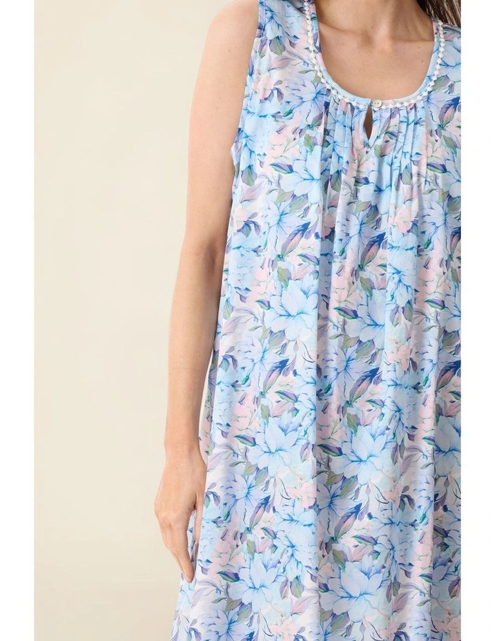 Bari Sleeveless mid length nightie - Blue image 6