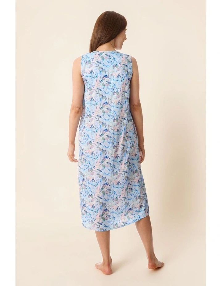 Bari Sleeveless mid length nightie - Blue image 7