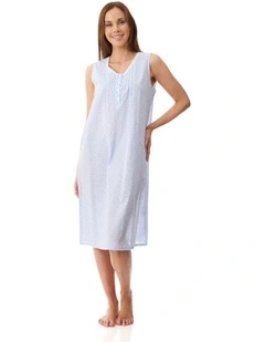 Halle Sleeveless short nightie - Blue