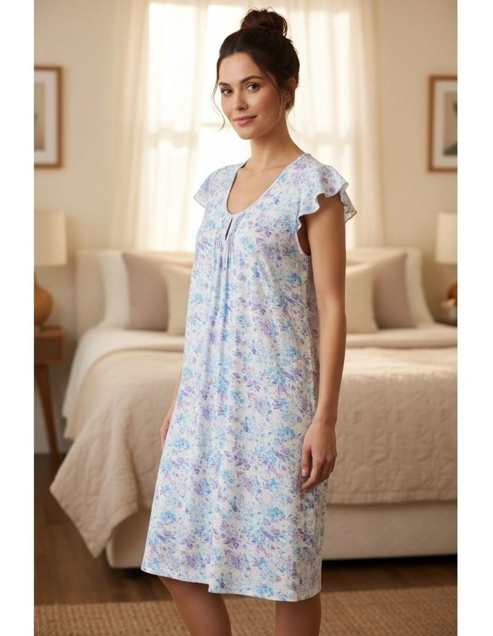 Zadar Flutter sleeve short nightie - Multi image 4