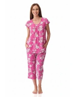 Siena Flutter sleeve capri pyjama - Hot Pink