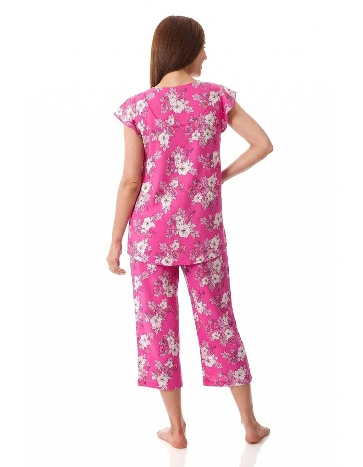 Siena Flutter sleeve capri pyjama - Hot Pink image 2