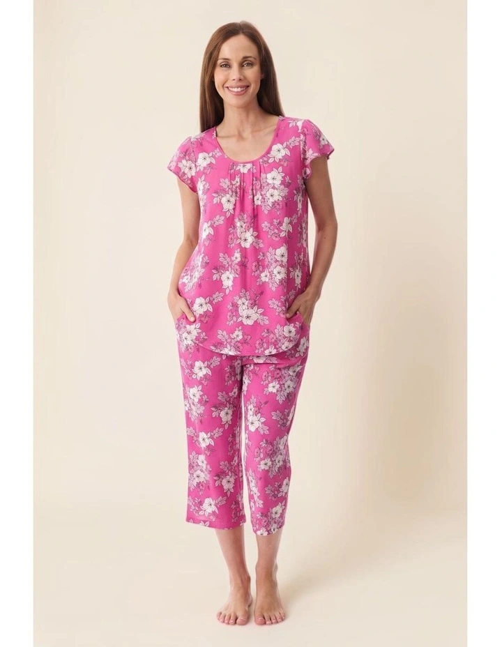 Siena Flutter sleeve capri pyjama - Hot Pink image 5