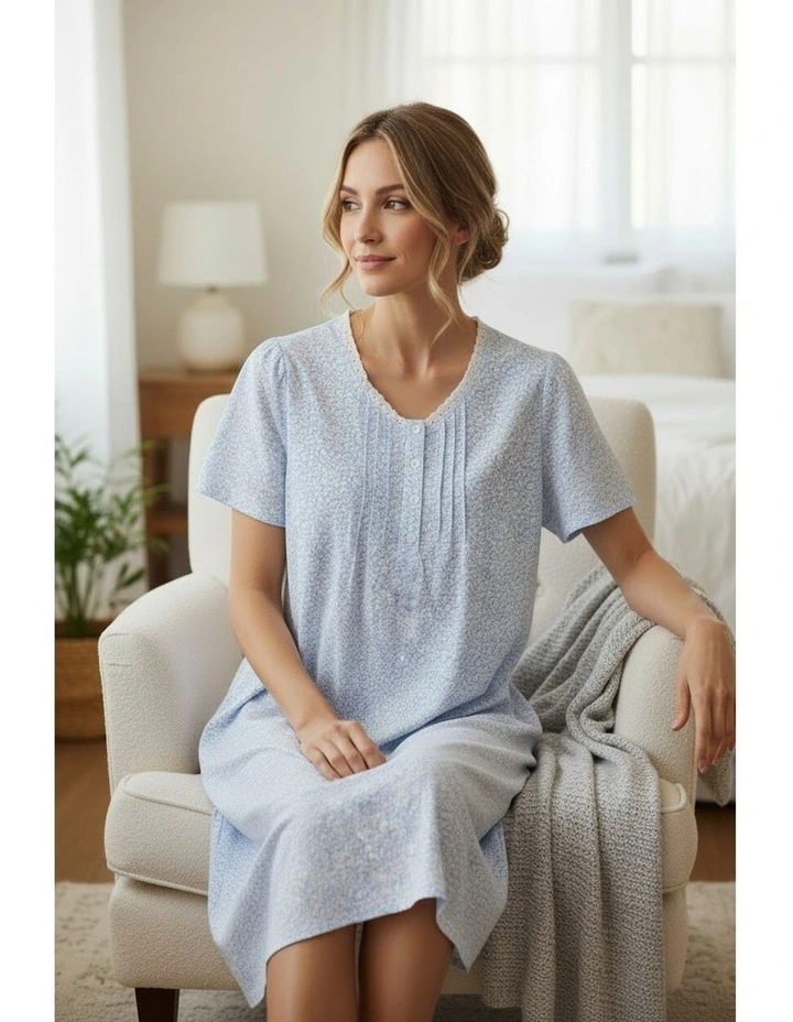 Halle Short sleeve short nightie - Blue image 4