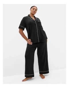 Plus Size Signature Pyjama Shirt in black