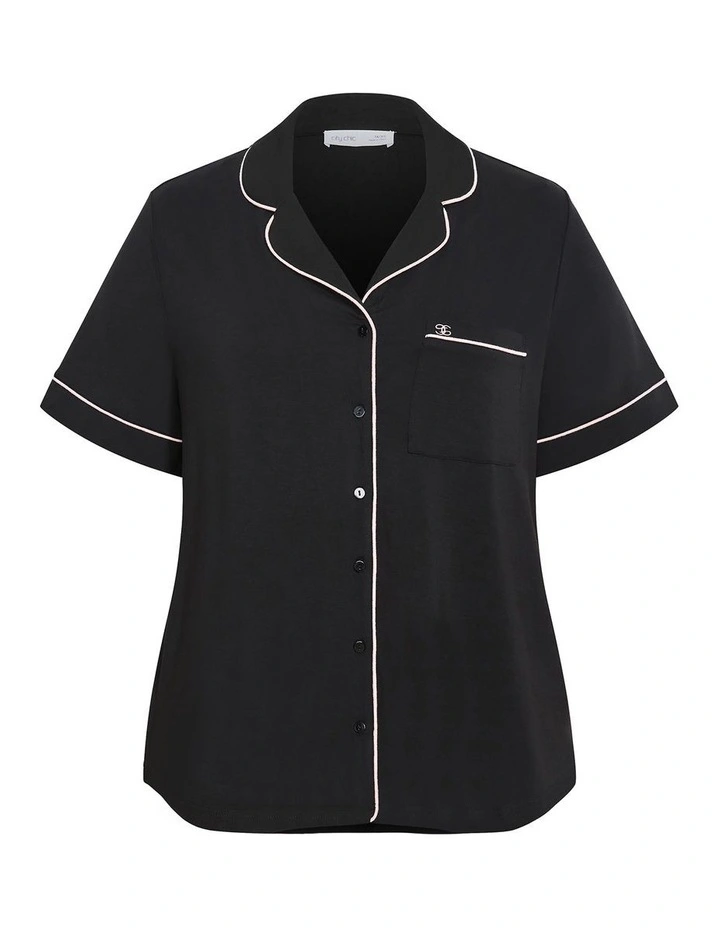 Plus Size Signature Pyjama Shirt in black image 3