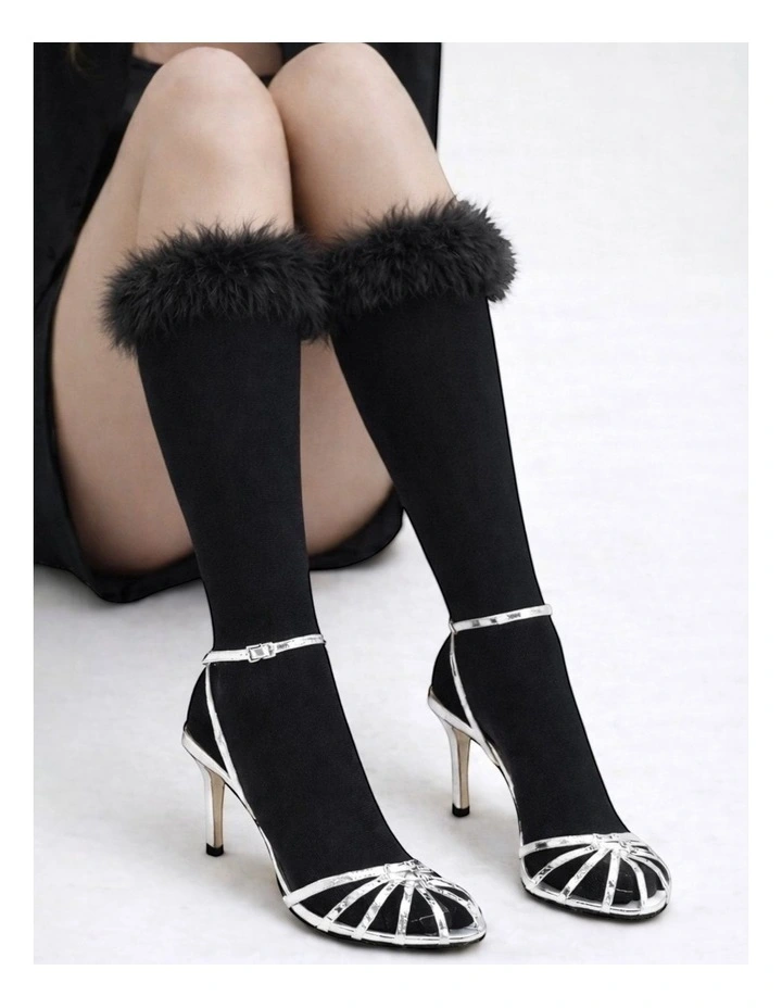 Frou-Frou Faux Fur Trim Cotton Socks image 2