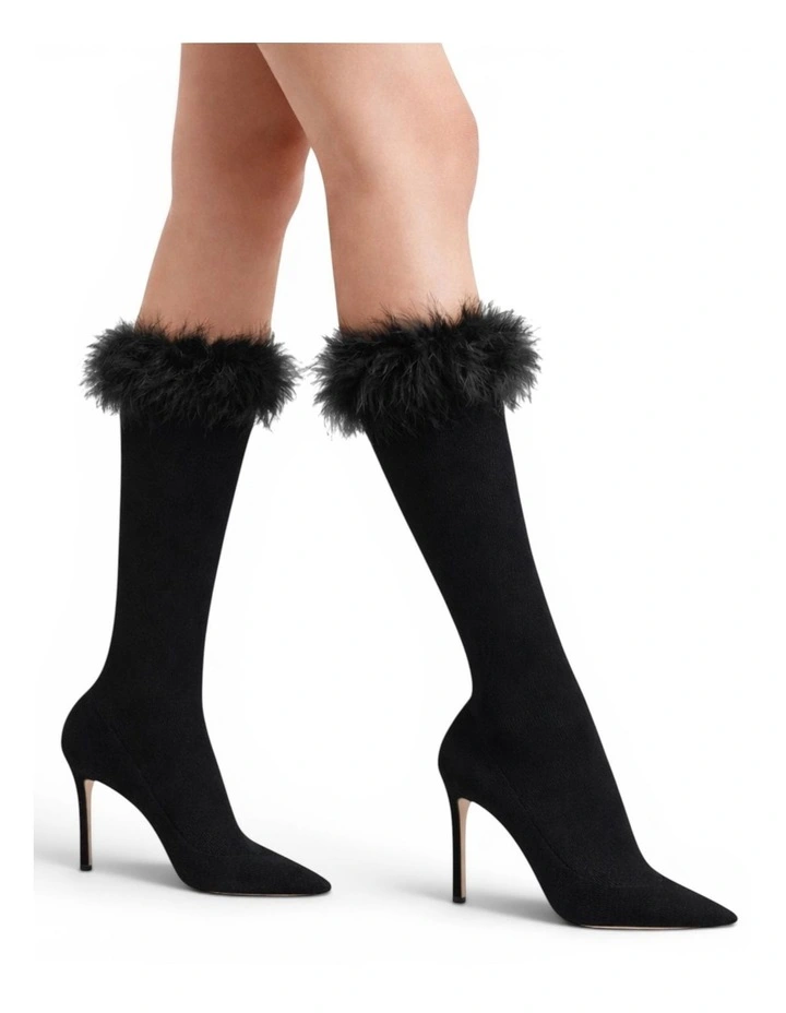 Frou-Frou Faux Fur Trim Cotton Socks image 3