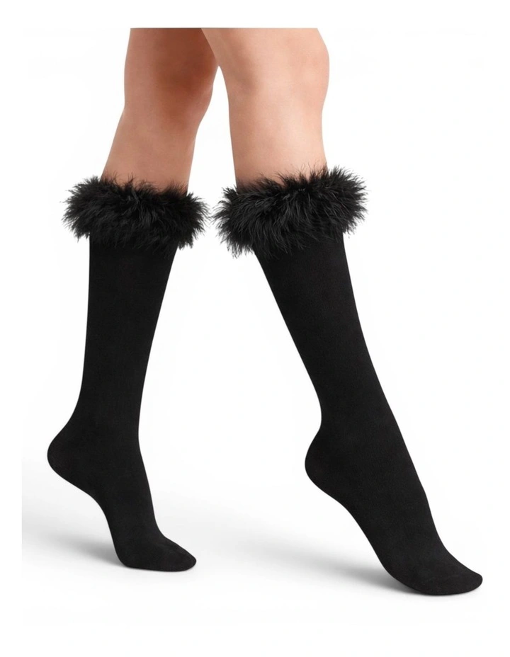 Frou-Frou Faux Fur Trim Cotton Socks image 4