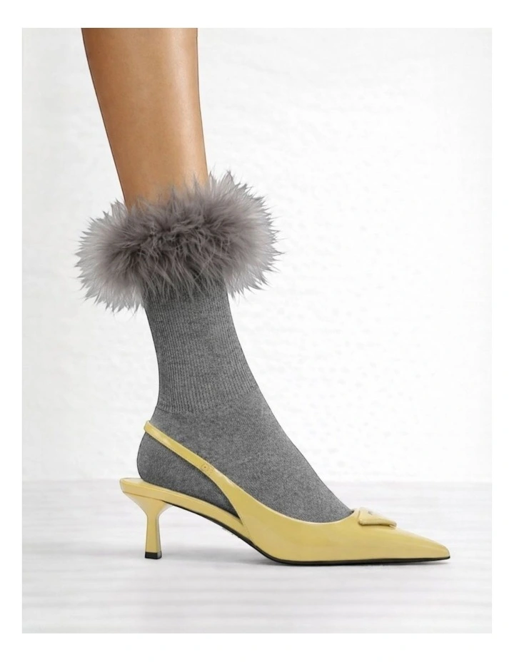 Frou-Frou Faux Fur Trim Cotton Socks image 3