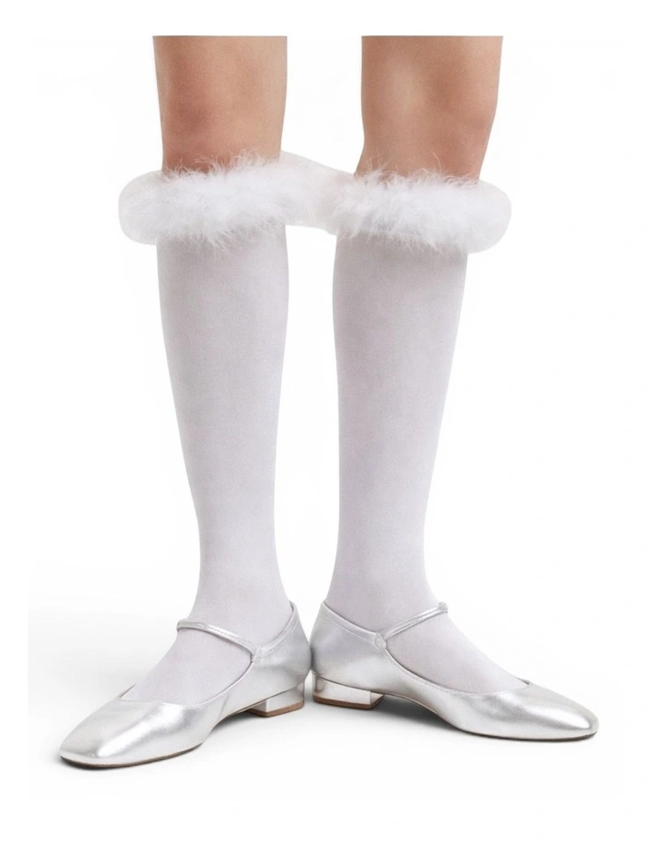 Frou-Frou Faux Fur Trim Cotton Socks image 3