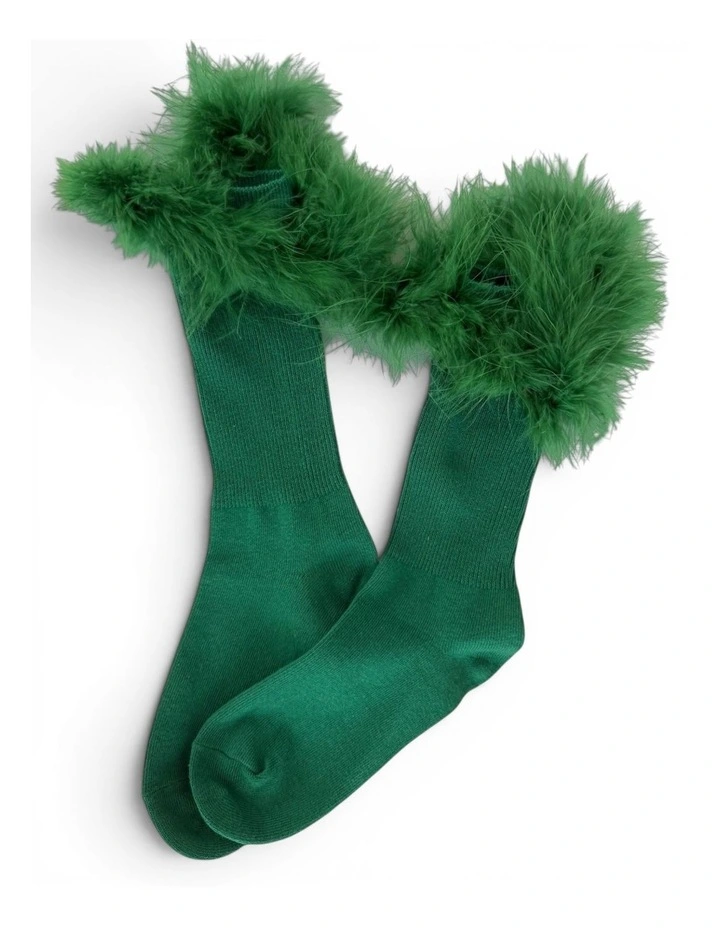 Frou-Frou Faux Fur Trim Cotton Socks image 2