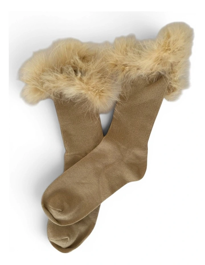 Frou-Frou Faux Fur Trim Cotton Socks image 4
