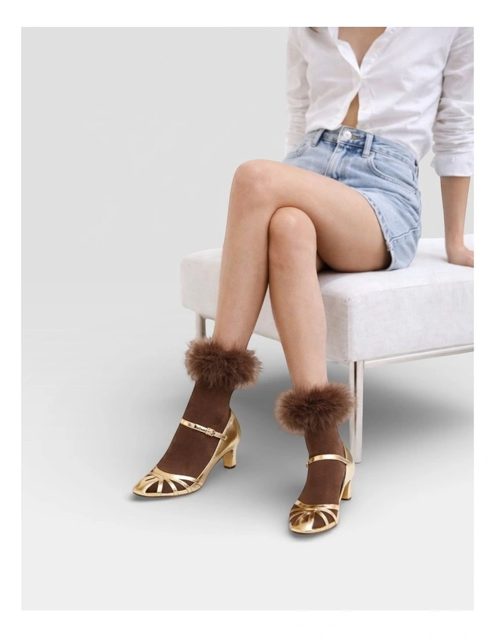 Frou-Frou Faux Fur Trim Cotton Socks image 2