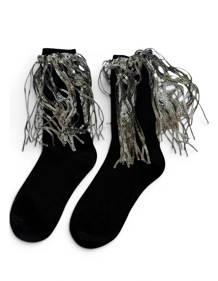 Bowie Cotton Socks With Glitter Fringe image 1