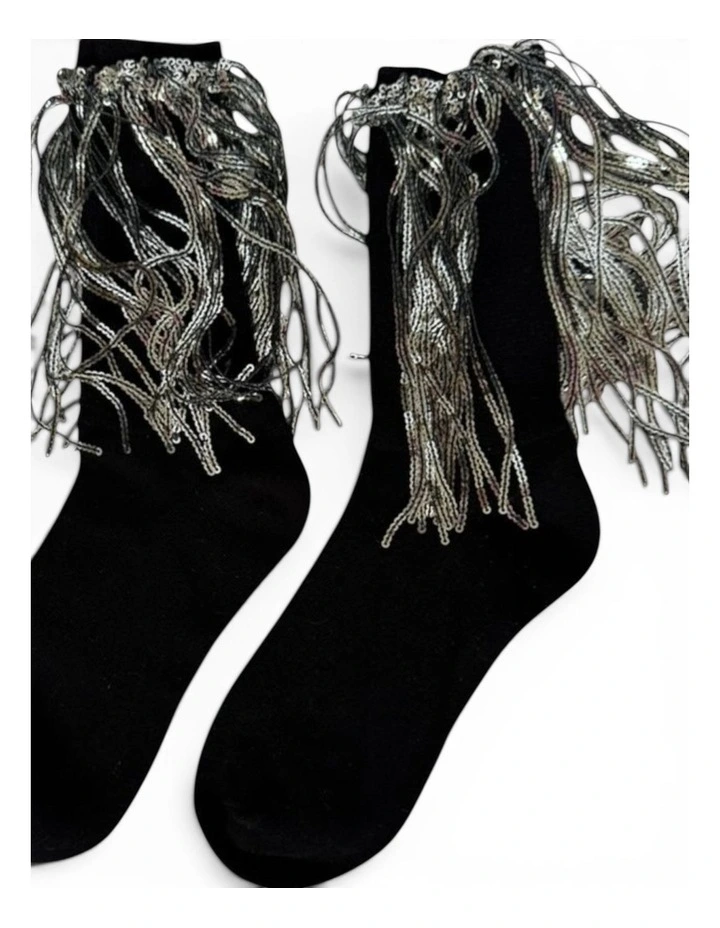Bowie Cotton Socks With Glitter Fringe image 2