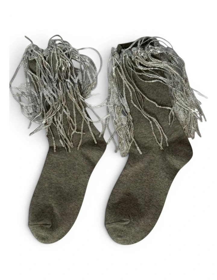 Bowie Cotton Socks With Glitter Fringe image 1