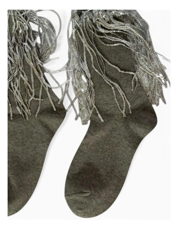 Bowie Cotton Socks With Glitter Fringe image 2