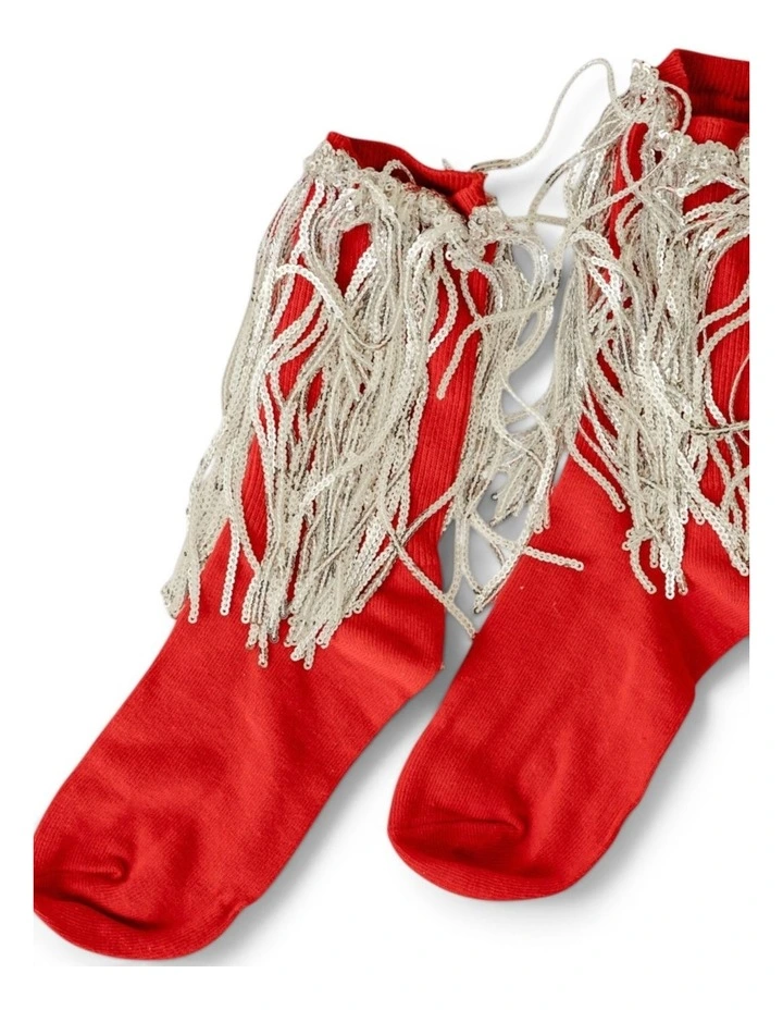Bowie Cotton Socks With Glitter Fringe image 2