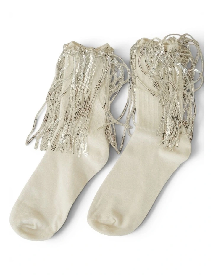 Bowie Cotton Socks With Glitter Fringe image 1