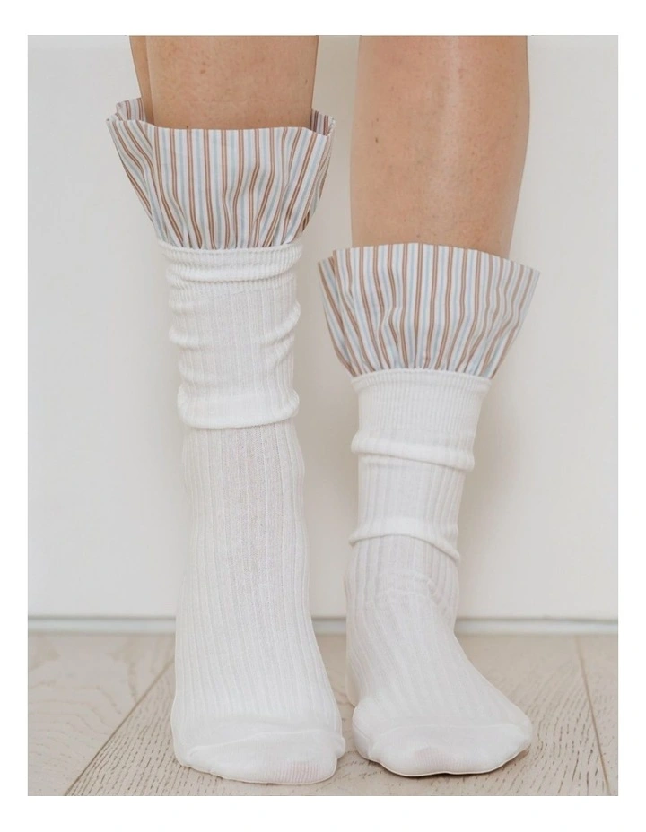 Lauren Pinstripe Cuff Socks image 2
