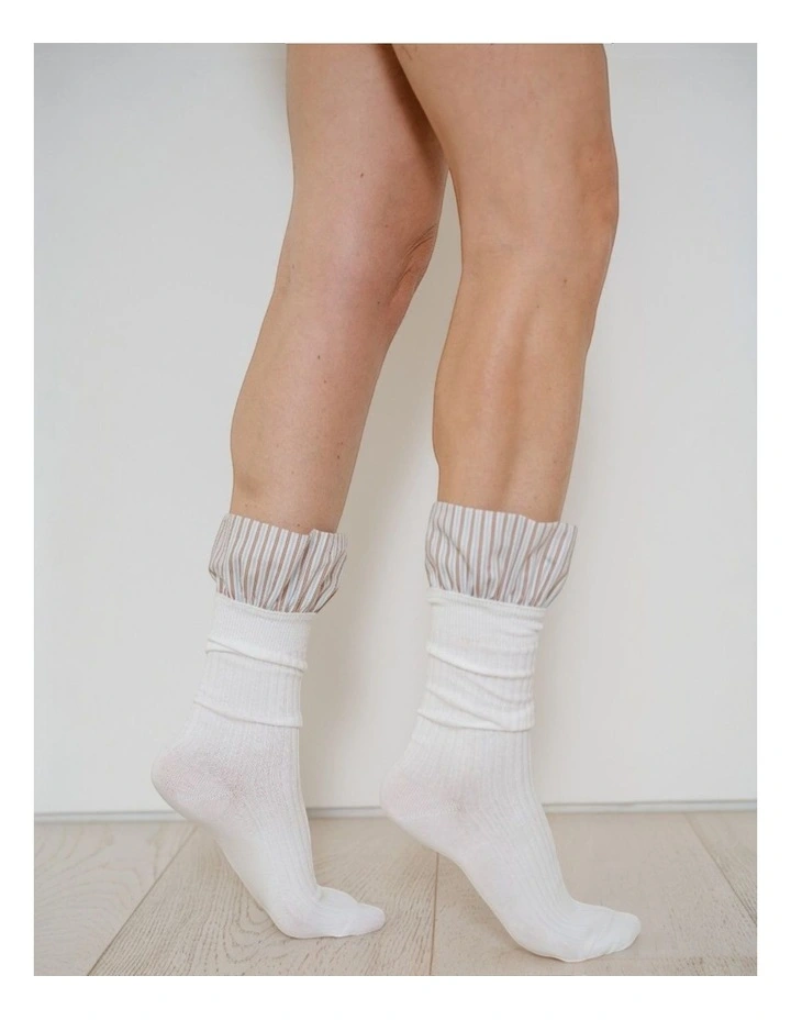 Lauren Pinstripe Cuff Socks image 3