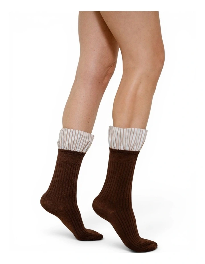 Lauren Pinstripe Cuff Socks image 1