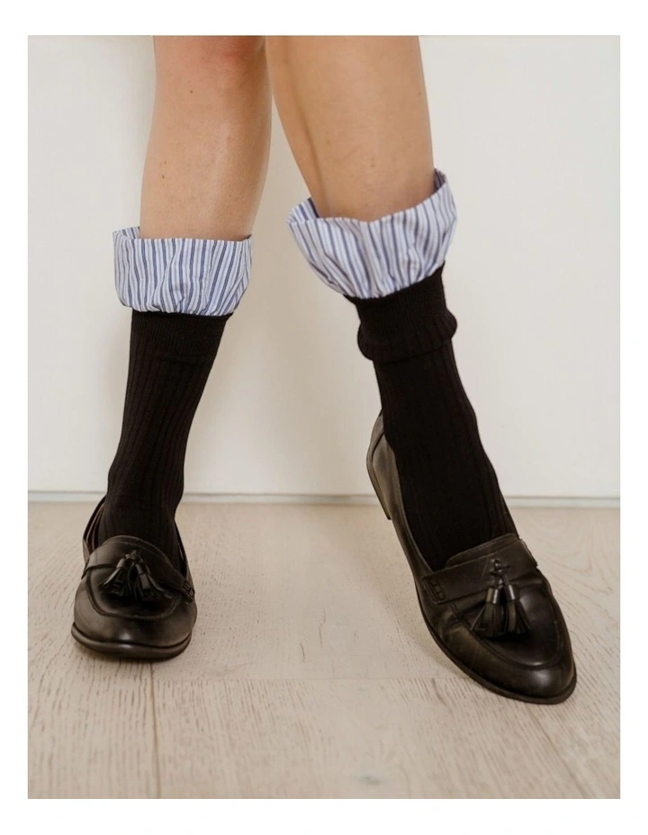 Lauren Pinstripe Cuff Socks image 2
