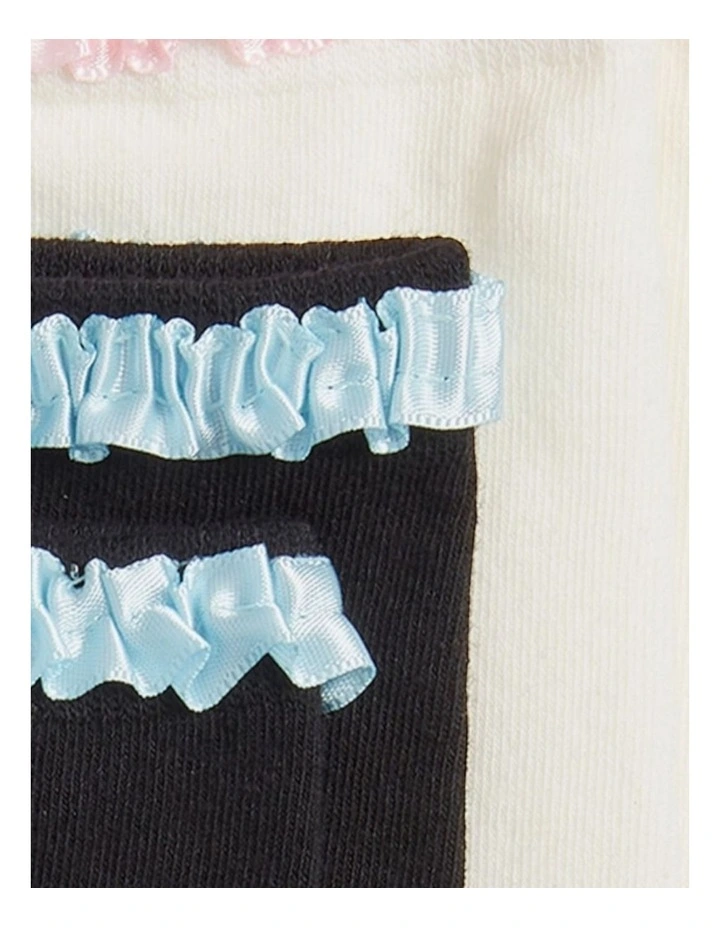 Lara Satin Trim Cotton Socks - 2 Pairs image 2