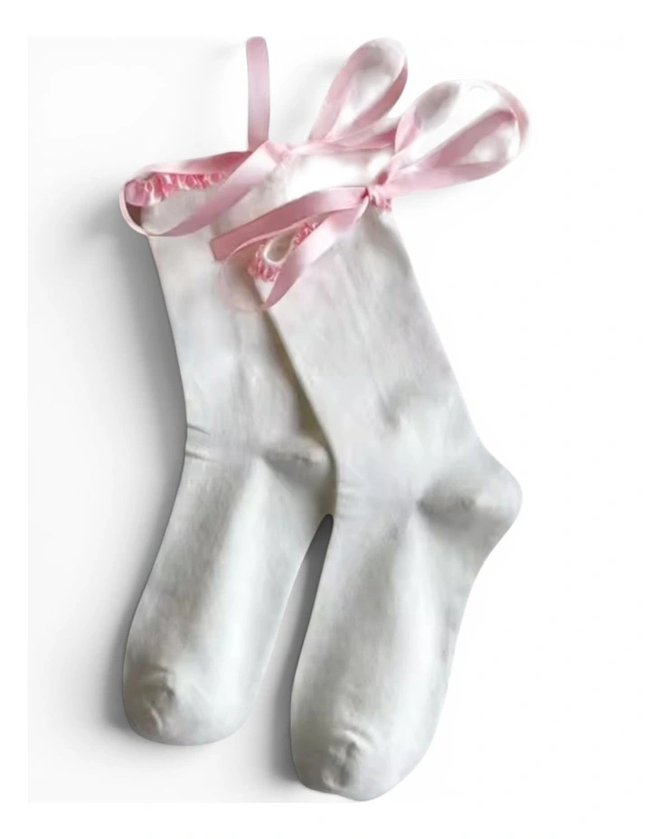 Lara Satin Trim Cotton Socks - 2 Pairs image 3