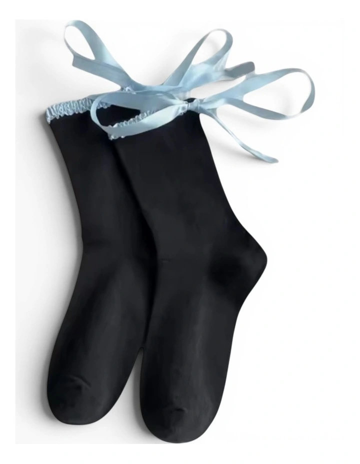 Lara Satin Trim Cotton Socks - 2 Pairs image 4