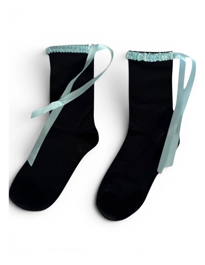Lara Satin Trim Cotton Socks - 2 Pairs image 5