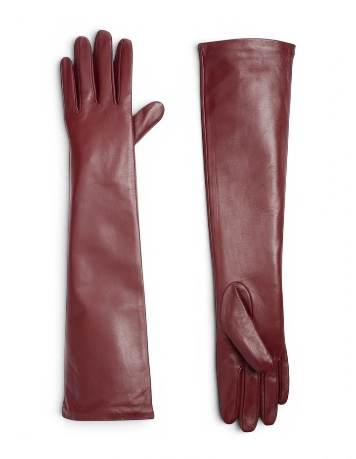 High Heel Jungle Florence Lambskin Leather Opera Gloves - Burgundy image 1